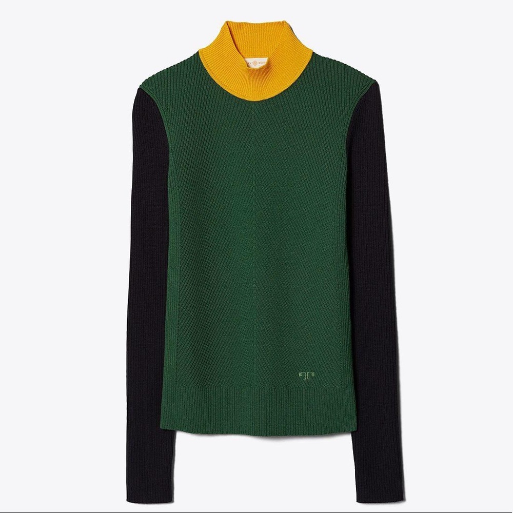 Tory Burch Colorblock Mockneck Sweater sz SP